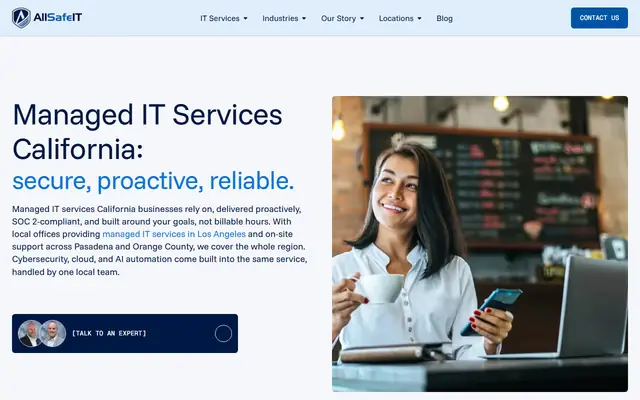 AllSafe IT homepage, top of the page