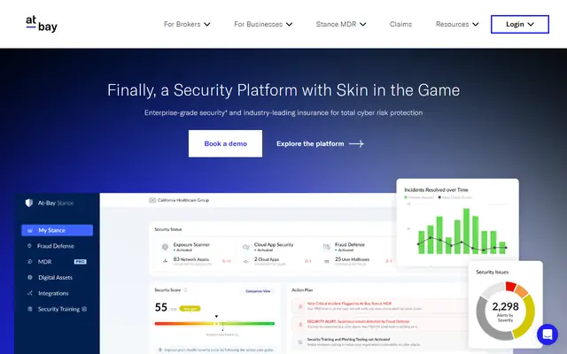At-Bay homepage, top of the page
