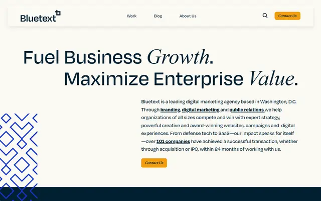 Bluetext homepage