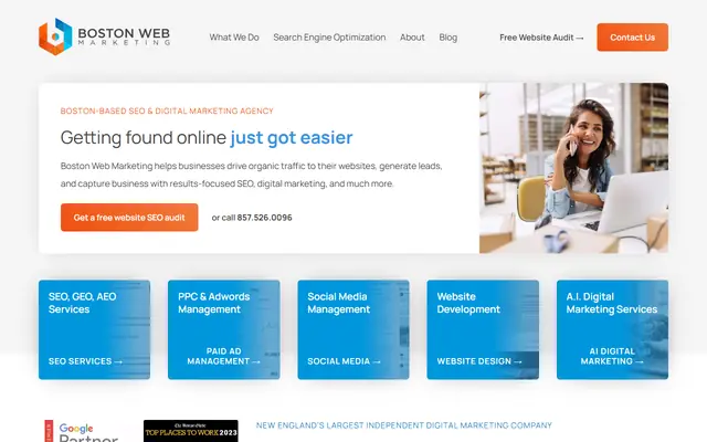 Boston Web Marketing homepage