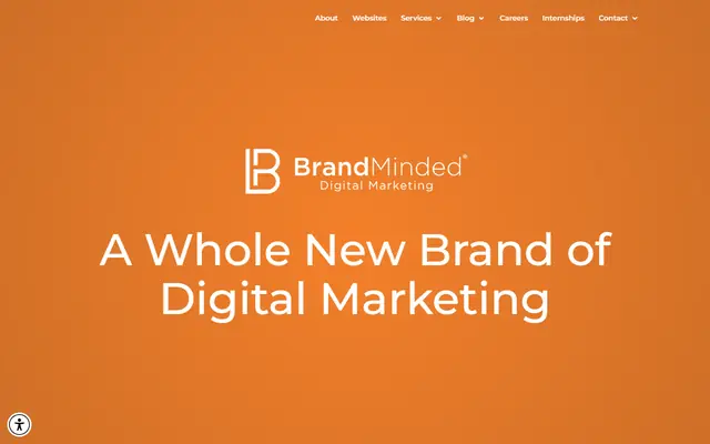 BrandMinded homepage, top of the page