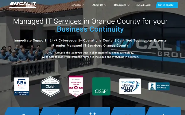 CAL IT Group homepage, top of the page