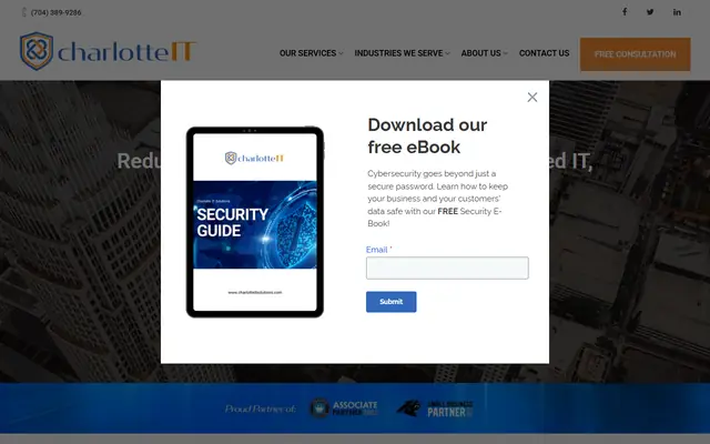 Charlotte IT Solutions homepage, top of the page