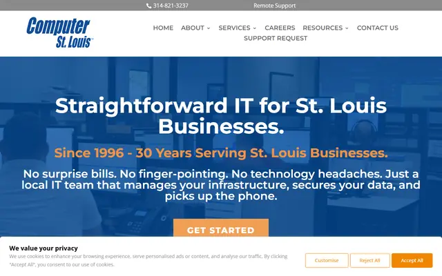 Computer St. Louis homepage, top of the page