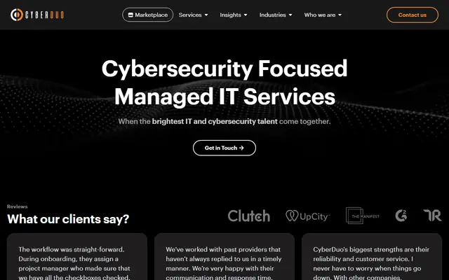 CyberDuo homepage, top of the page