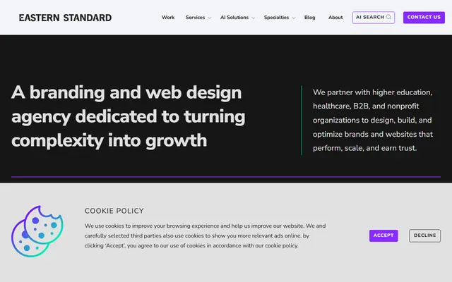 Eastern Standard homepage, top of the page