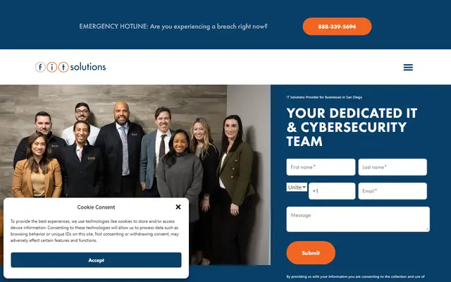 FIT Solutions homepage, top of the page