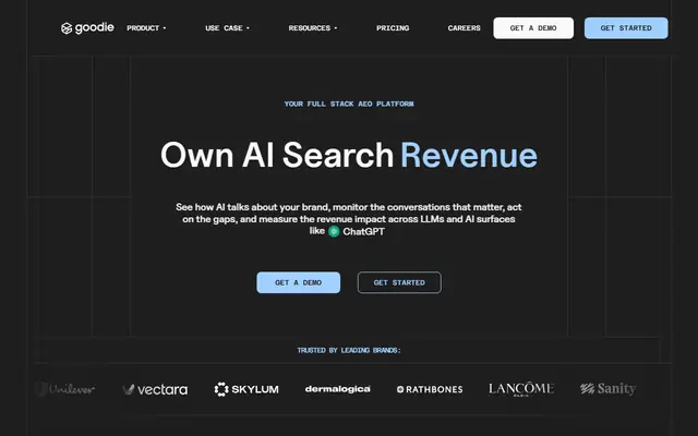 Goodie homepage, top of the page