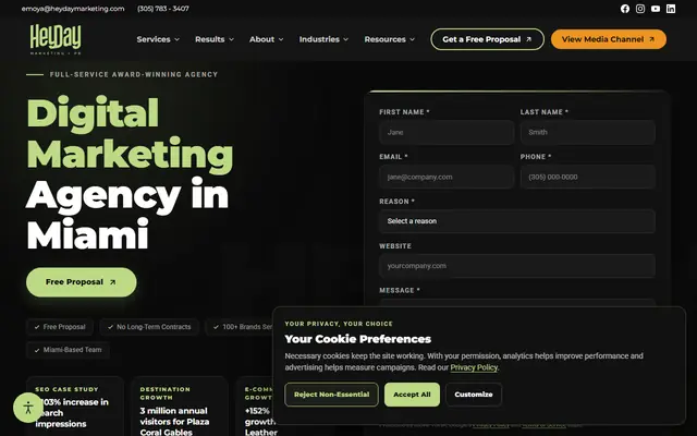 HeyDay Marketing homepage