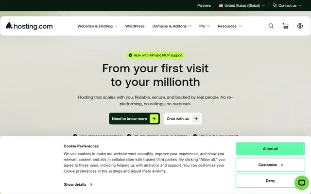 hosting.com homepage
