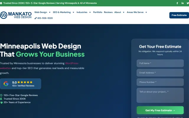 Mankato Web Design homepage