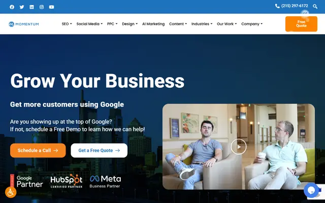 Momentum Digital homepage
