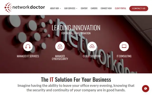 Network Doctor homepage, top of the page