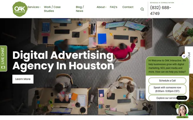 OAK Interactive homepage