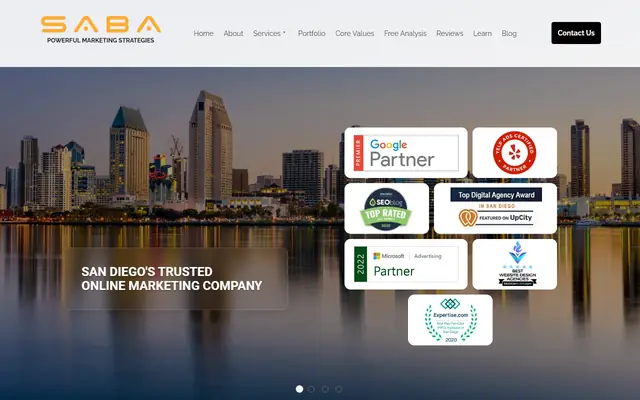 Saba SEO homepage