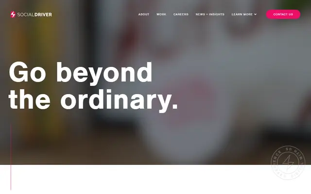 Social Driver homepage, top of the page