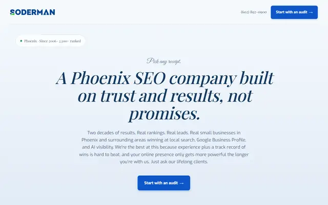 Soderman Marketing homepage