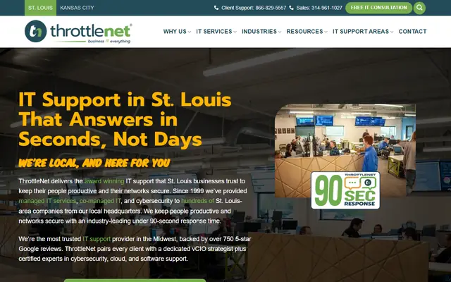 ThrottleNet homepage, top of the page