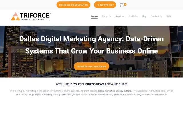 Triforce Digital Marketing homepage