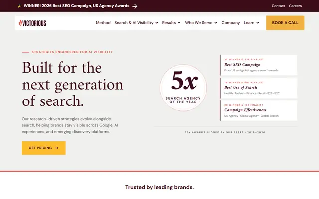 Victorious homepage, top of the page
