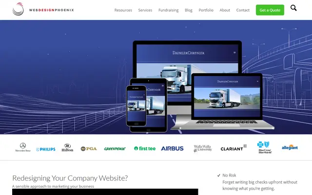 Web Design Phoenix homepage, top of the page