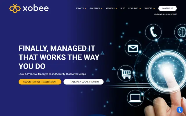Xobee Networks homepage, top of the page