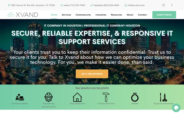 Xvand Technology homepage, top of the page