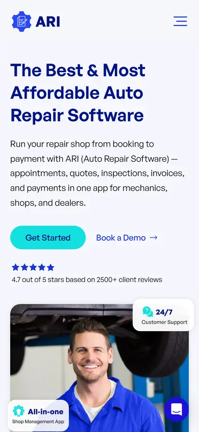 ARI homepage on a phone screen