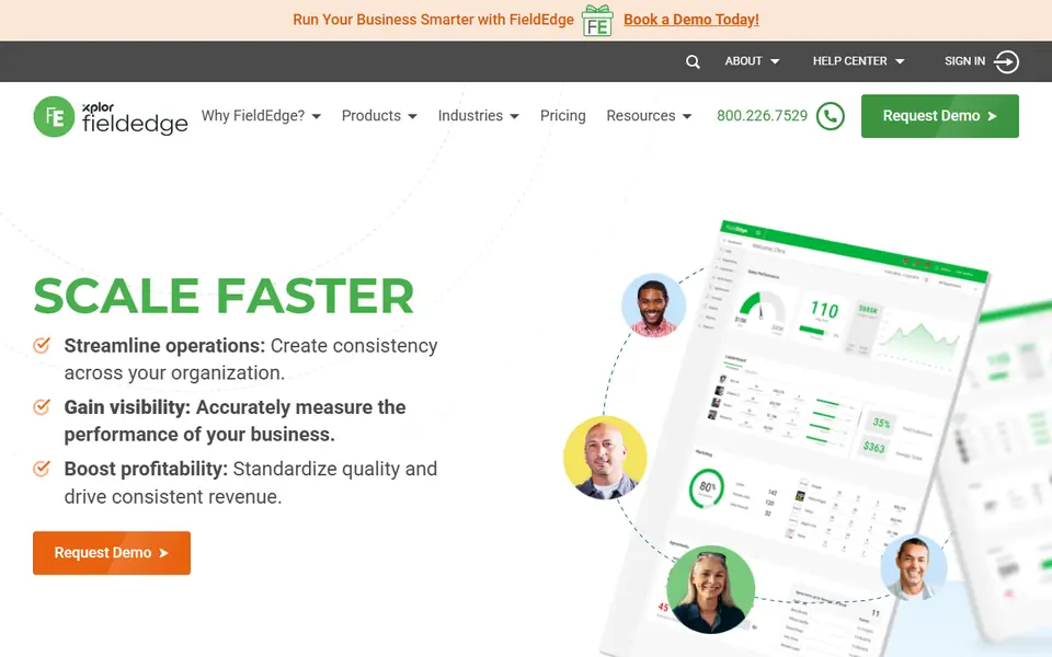 FieldEdge homepage on a desktop screen
