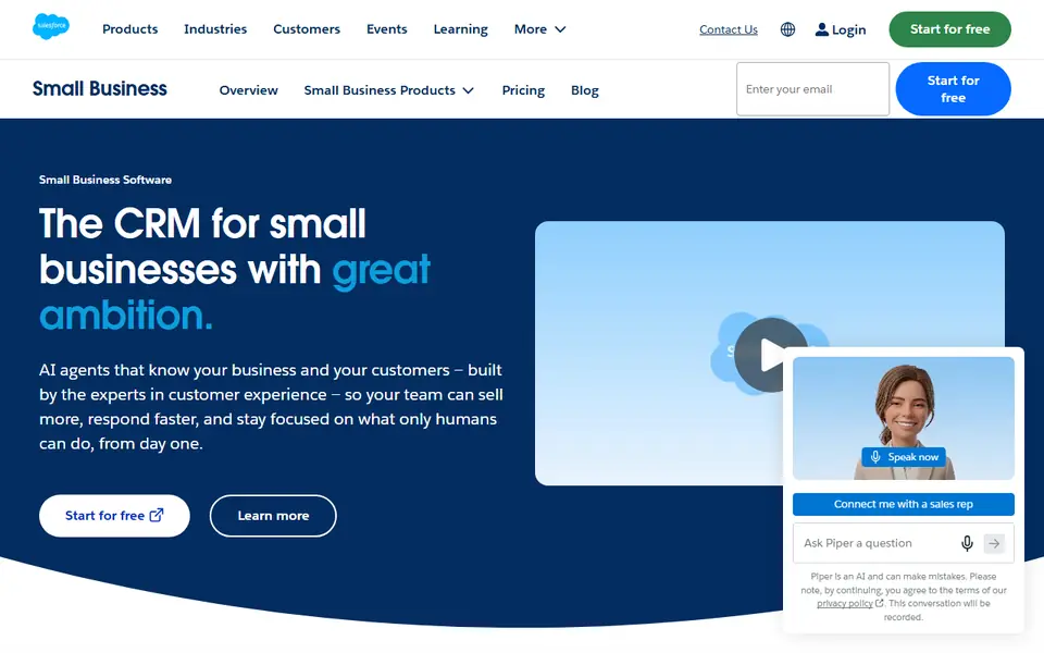 Salesforce Starter Suite homepage on a desktop screen