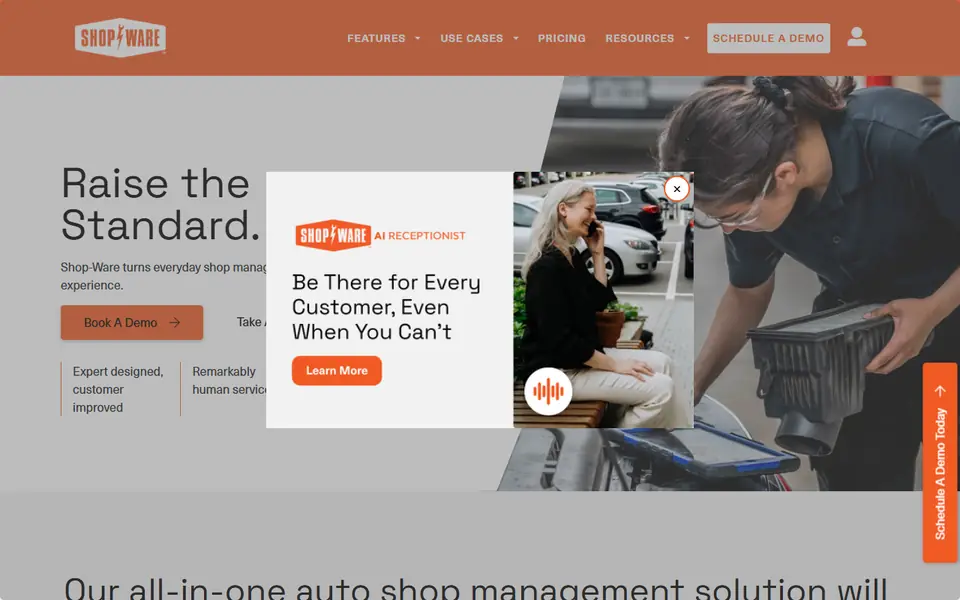 Shop-Ware homepage on a desktop screen