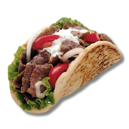 Gyro pita with tomato and onion